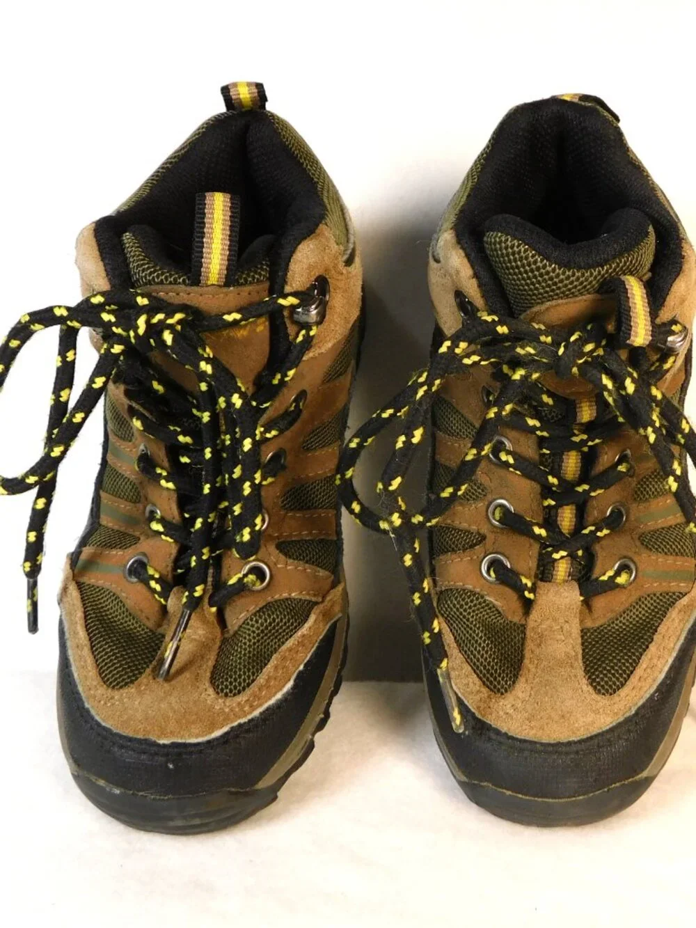 Bearpaw Kids Size 1 Wild Wood Ankle Hiking Boots  Brown/Green/Tan Lace Up